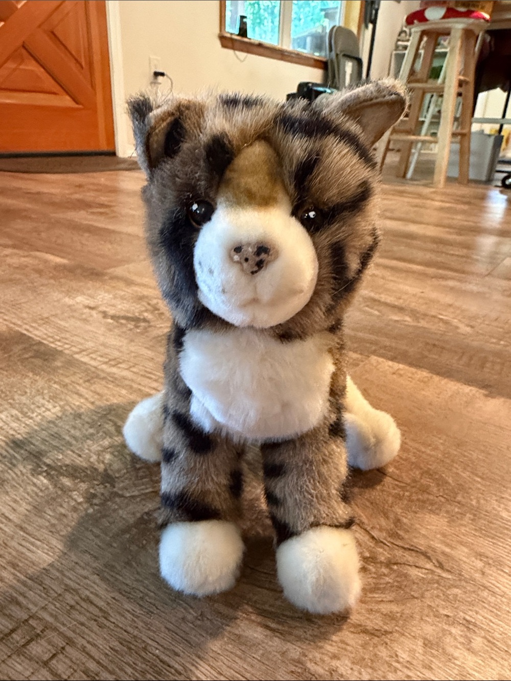 Brown & White Tabby Plush Cat Stuffed Animal